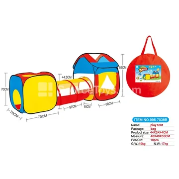 3-in-1 Play House with Tunnel and Crawl Tent