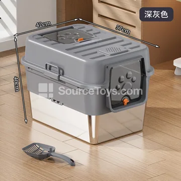Fully Enclosed Portable Cat Litter Box with Handle