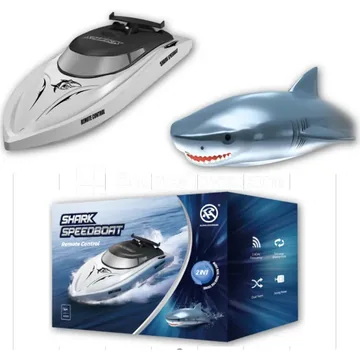 2.4G High-Speed RC Boat 2-in-1 Shark Design Electric Speedboat for Kids