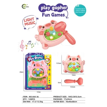 Whack-a-Mole Game with Lights and Music - Pig (Single Color)
