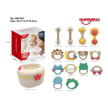 Teether Rattle Set 14PCS with Drainage Storage Box
