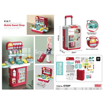 4-in-1 Supermarket Suitcase, Red/Gray
