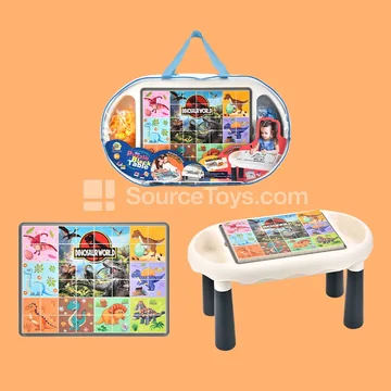 DIY Dinosaur Puzzle Building Blocks Table with Drawing Board