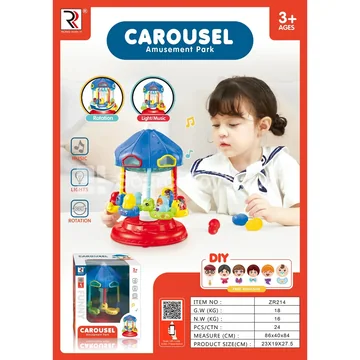 Amusement Park Carousel with Lights and Music