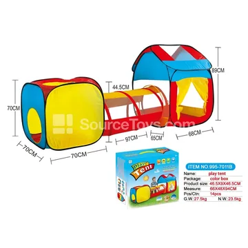 3-in-1 Play House Tunnel Crawl Tube Tent