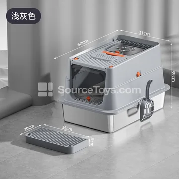 Panoramic Fully Enclosed Stainless Steel Cat Litter Box