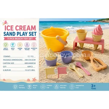 Ice Cream Shaped Sand Play 11-Piece Beach Toy Set