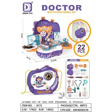 Dinosaur Head Pretend Play Backpack (Doctor Kit)
