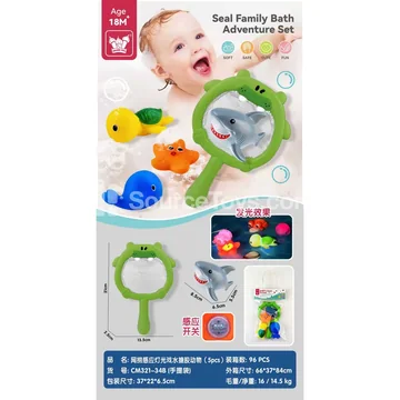 Vinyl Water Play Animal Set with LED Light (5pcs) Baby Bath Toy