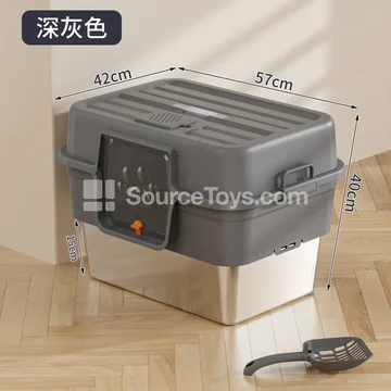 Side-Opening Fully Enclosed Portable Cat Litter Box with Handle