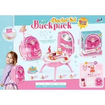 4-in-1 Suitcase Trolley Girl Doctor Kit Backpack Set