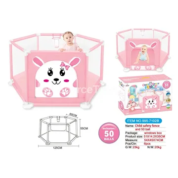 125cm Printed Rabbit Kids Playpen with 50 Ocean Balls (GCC)