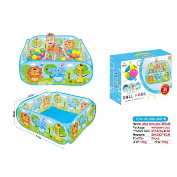 Cartoon Zoo Play Tent Ball Pit with 30 Ocean Balls