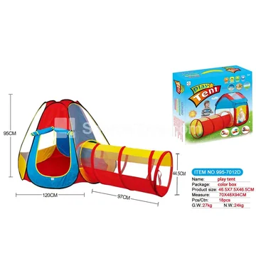 2-in-1 tent with connecting tunnel and crawl tube