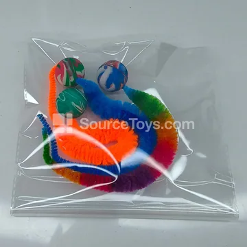 Rainbow Caterpillar Bouncy Ball & Tease Wand Cat Toy Set