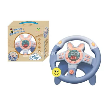 Vinyl Bunny Steering Wheel Toy with 360° Rotation (Mist Blue)