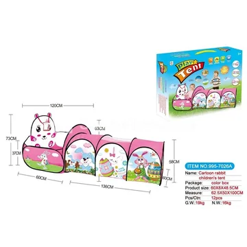 2-in-1 Cartoon Rabbit Basketball Tent Tunnel and Play Tunnel