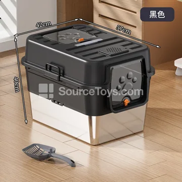 Top-opening enclosed portable cat litter box