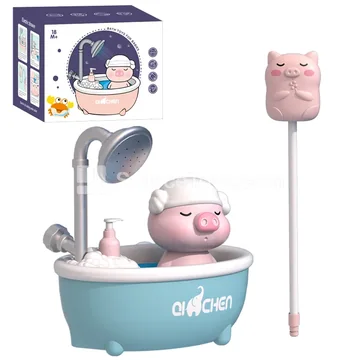 Pig-Shaped Bath Shower Head Toy, Uses 3 AA Batteries (Not Included)