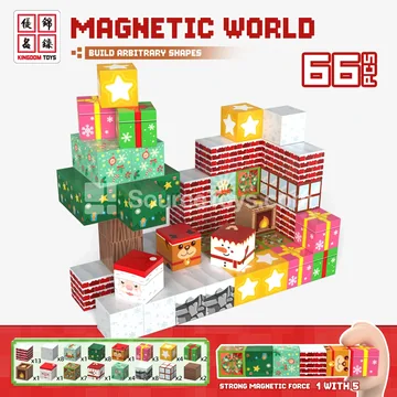 66 PCS Magnetic Building Blocks: Christmas Theme