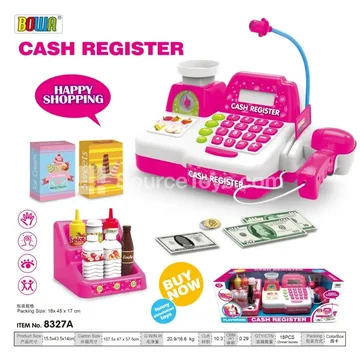 Cash Register Toy with Sound, Light, Calculator & Microphone