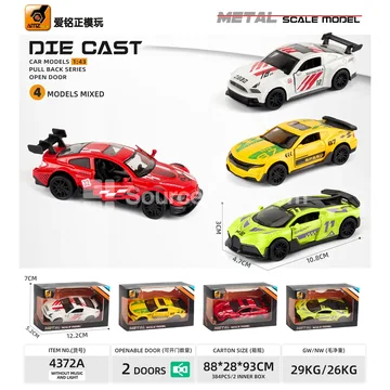 Alloy Die-Cast Model Car with Pull-Back Action, Opening Doors, Racing Series (1:43)