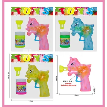 Unicorn Bubble Gun Clear with Light