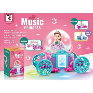 Electric Omni-Directional Music Pumpkin Carriage 3.5-inch Crystal Princess Doll