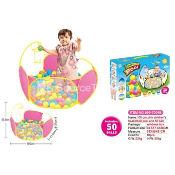 1m Pink Basketball Hoop Pool with 50pcs 6cm Ocean Balls