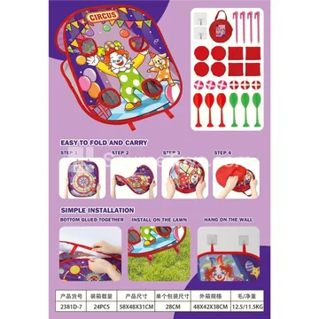 Foldable Toss Bean Bag Board 5-in-1 Toss Target Clown