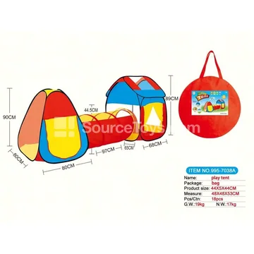 3-in-1 Playhouse with Tunnel and Crawl Tube Tent (995-7038A)
