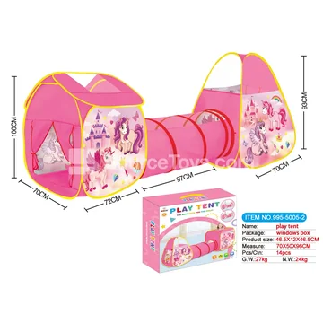 3-in-1 Unicorn Play Tent with Tunnel and Crawl Tube (995-5005-2)