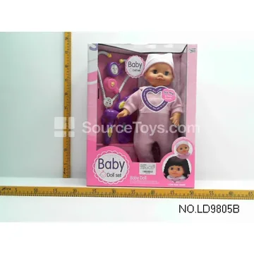 16 inch Vinyl Doll with Filled Body, Moving Eyes, 12 Sounds, Accessories