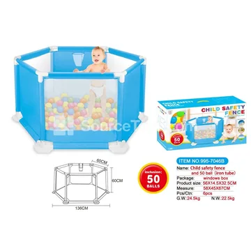136cm Basketball Shooting Safety Playpen with 50 Ocean Balls (Steel Tube) GCC