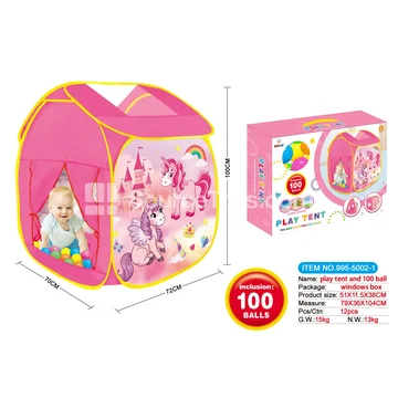 Cartoon Unicorn Play Tent with 100 pcs 5.5 cm Ocean Balls (995-5002-1)