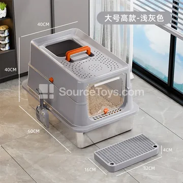 Breathable Top-Entry Fully Enclosed Stainless Steel Litter Box