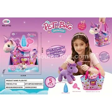 Plush Unicorn Candy Leather Handbag