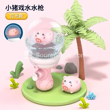 Transparent Summer Water Play Spray Drift Bottle Floating Water Gun / Pink Pig (Light Sensor, Lights Up in Water) Header Bag