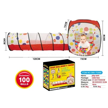 2-in-1 Play Tent with 100 Ocean Balls (7 cm)