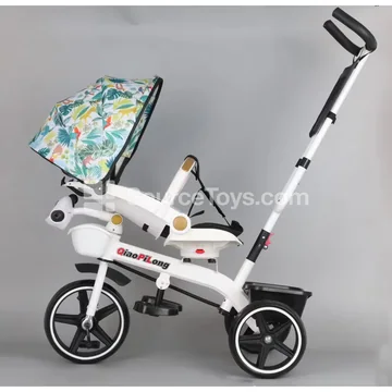 Three-Wheel Baby Stroller with Push Handle and Canopy (Forest)