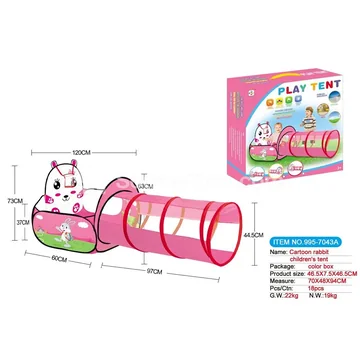 2-in-1 Rabbit Basketball Play Tent with Tunnel and Crawl Tube