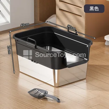 Front-Entry Portable Stainless Steel Litter Box with Handle