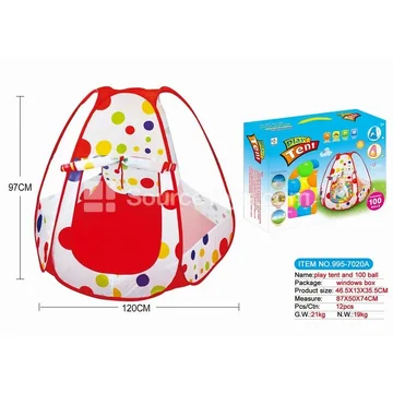 1.2m 6-Sided Play Tent with 100 pcs 5cm Ocean Balls