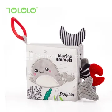 Newborn Tear-Resistant Black-White Visual Training Early Education Tail Cloth Book