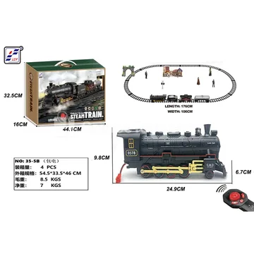 Remote Control Train with Variable Speed, Lights, Music & Steam