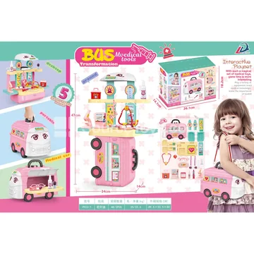 5-in-1 Pretend-Play Doctor Kit with Bus Storage