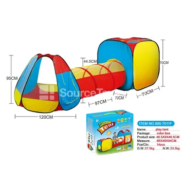 3-in-1 Play Tent with Tunnel and Crawl Tube (995-7011F)