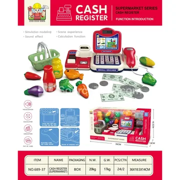 Pretend Play Cash Register with Tableware Set