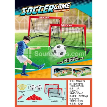 Red Double-Door Soccer Goal (Black Net) Sports Outdoor
