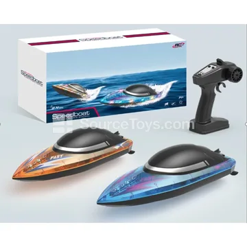 Full Proportional Remote Control Boat 2.4GHz High-Speed Electric Speedboat with Lights for Kids